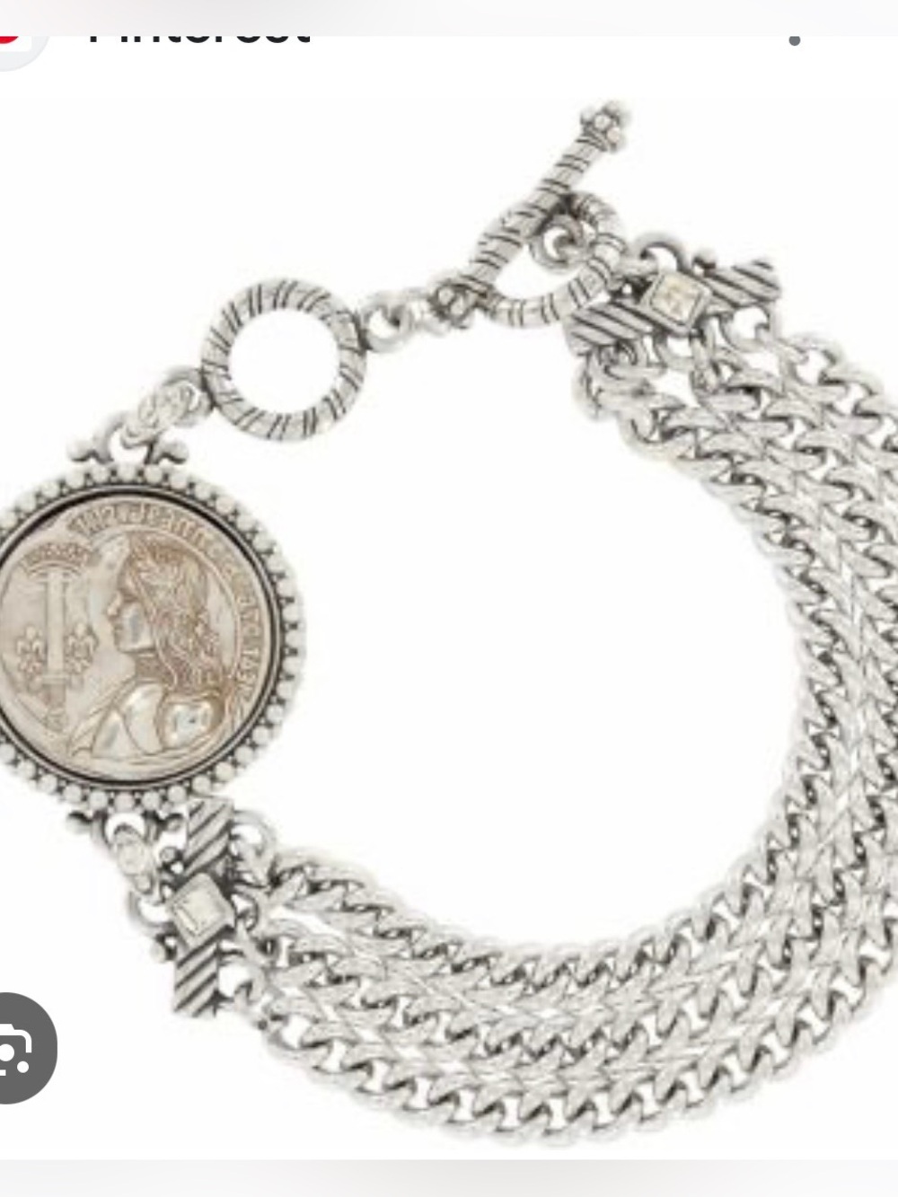 Brighton Gold-Tone Joan of Arc coin bracelet with silver accents and tassel. NWT - Picture 6 of 8
